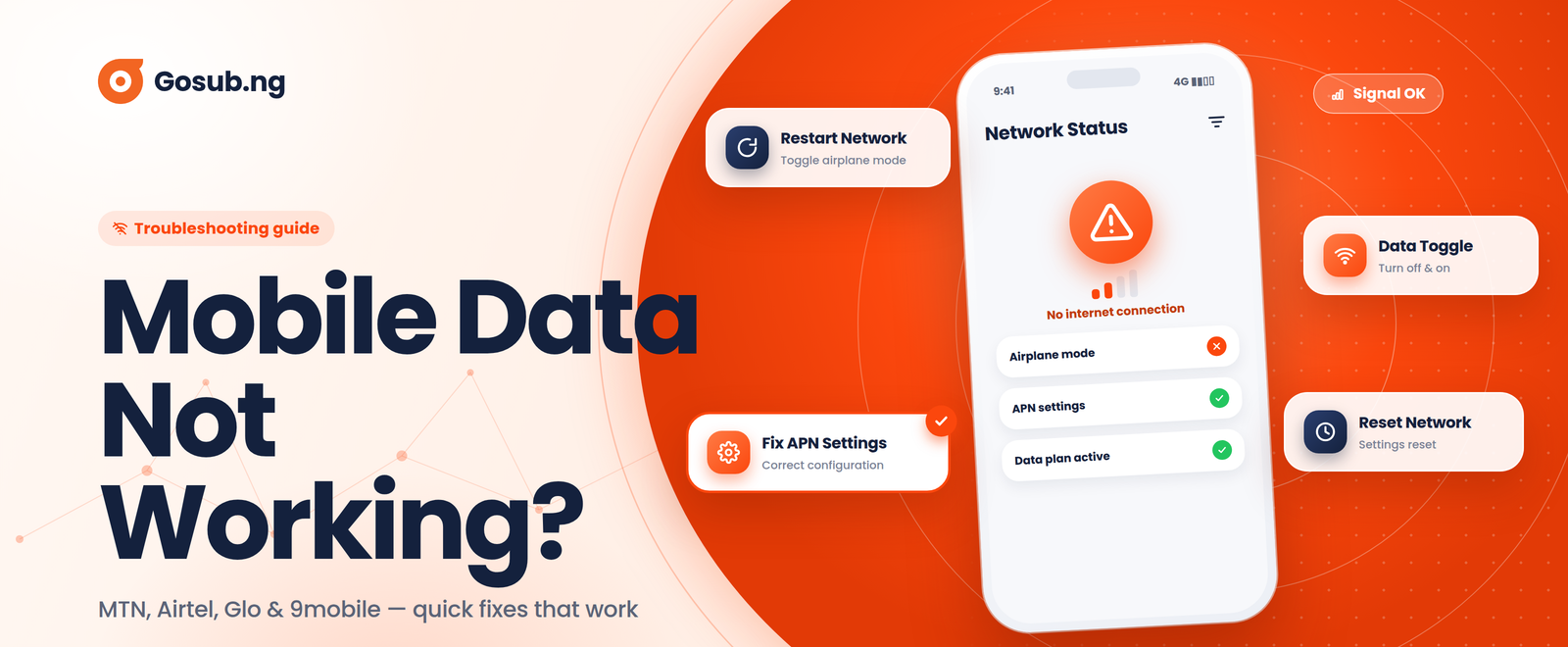 Data plans for MTN, Airtel, Glo and 9mobile on Gosub
